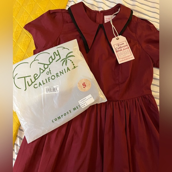 Tuesday of California NWT double dagger dress in oxblood - Picture 15 of 16